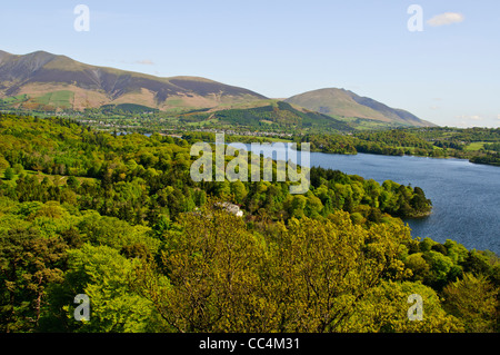 Viste dal Catbells, Alfred Wainwright la famosa Passeggiata 1958 ft ,di Derwent Water Skiddaw & Underskiddaw a nord,Lake District Foto Stock