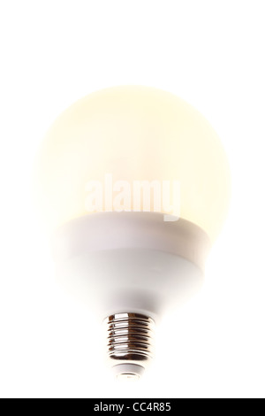 Risparmio energetico lampada fluorescente lampadina isolato su uno sfondo bianco. Foto Stock