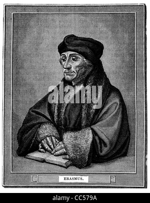 Desiderio Erasmus Roterodamus 1466 1536 ritratto olandese umanista rinascimentale sacerdote cattolico critico sociale religiosa degli insegnanti Foto Stock