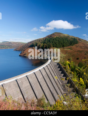 Llyn Clywedog diga e serbatoio a inizio autunno Cambrian montagne vicino Llanidloes Powys Mid Wales UK Foto Stock