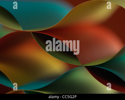 Graphic macro immagine di coloratissimi origami modello realizzato di forma curva di fogli di carta Foto Stock