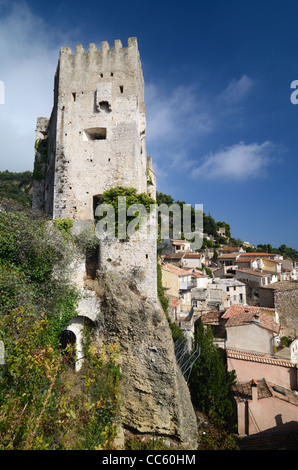 Il castello medievale di Grimaldi, Château, Forte, Fortezza o Torrione, Roquebrune-Cap-Martin Alpes-Maritimes Francia Foto Stock