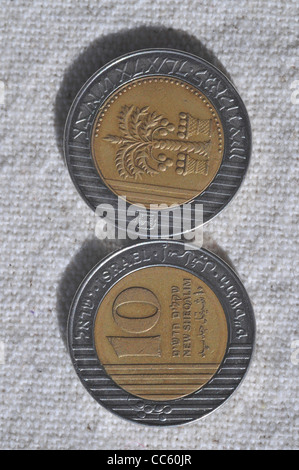 Dieci nuovi sheqel israeliano coin Foto Stock