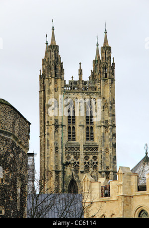 Torre presso la Cattedrale di Canterbury nel Kent, Inghilterra Foto Stock