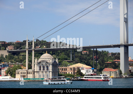 Turchia, Istanbul, la Moschea di Ortaköy, Ponte sul Bosforo, Foto Stock