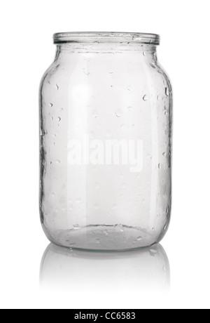 Svuotare il vasetto di vetro isolato su uno sfondo bianco il percorso Foto Stock