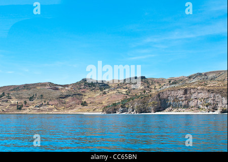 Isola Taquile, Lago Titicaca, Perù. Foto Stock