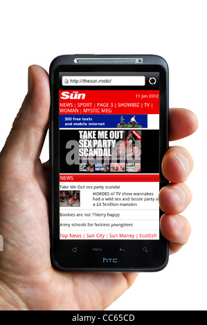 Esplorazione del sole quotidiano on line sito su uno smartphone HTC Foto Stock