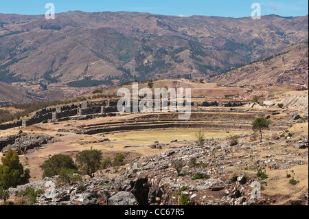 Perù, Cusco. Le antiche rovine inca di Saqsaywaman a Cusco, Perù. Foto Stock