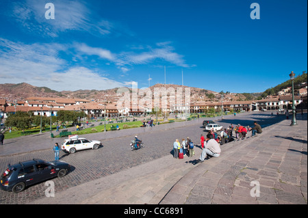 Plaza de armas Piazza principale, Cusco, Perù. Foto Stock