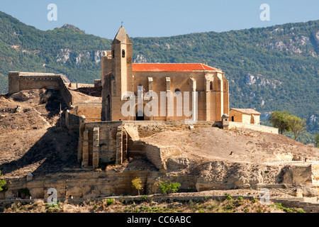 El castillo, 12th Secolo mura castello, San Vicente de la Sonsierra, la Rioja alta, Spagna Foto Stock