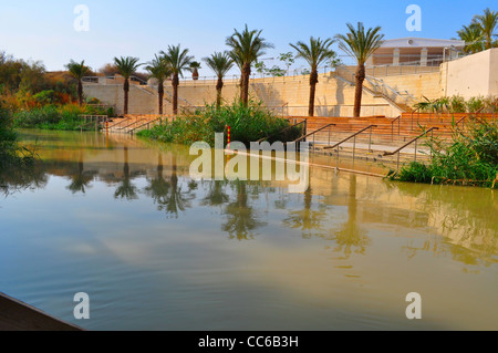 Jordan River cercando in Palestina Foto Stock