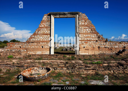 I resti della Basilica B' (conosciuto anche come 'Alkisonos'-5th/sesto secolo) nell Antica Nicopoli, vicino a Preveza, Epiro, Grecia Foto Stock