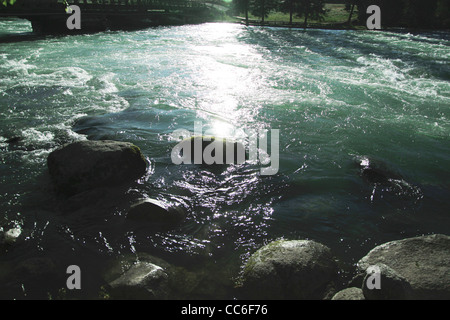 Lago Kanas, prefettura degli Altai, Xinjiang, Cina Foto Stock