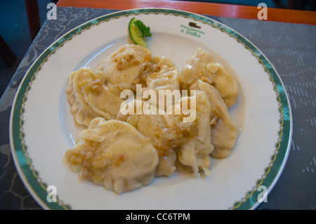 Pierogi il polacco gnocchi di Pomerania occidentale di Danzica Polonia settentrionale Europa Foto Stock