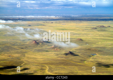 Vista aerea di alta pianura deserto vicino a Gillette, Wyoming negli Stati Uniti. Foto Stock