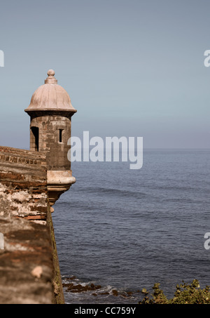 Garitta al Castillo de San Cristóbal in San Juan, Porto Rico. Foto Stock