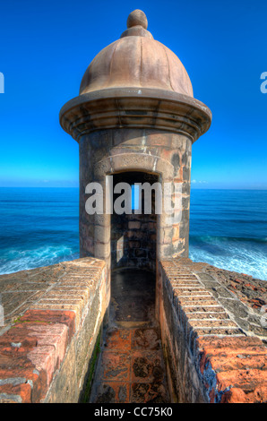 Garitta al Castillo de San Cristóbal in San Juan, Porto Rico. Foto Stock