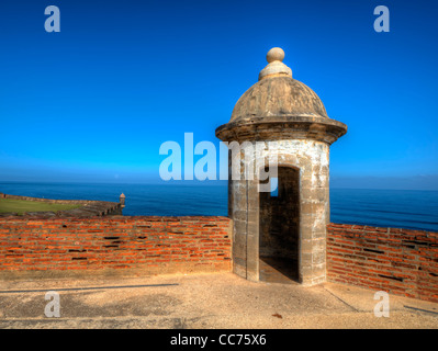 Garitta al Castillo de San Cristóbal in San Juan, Porto Rico. Foto Stock