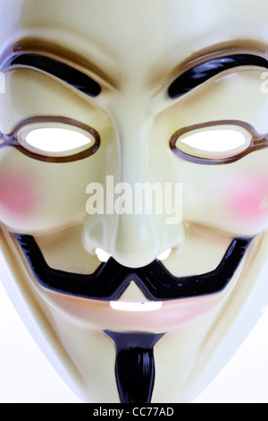 Guy Fawkes maschera facciale, anonimo maschera. Foto Stock