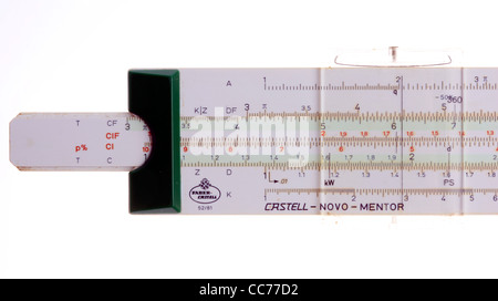 Helper di matematica, strumento regola slitta, scorrevole regola. Foto Stock