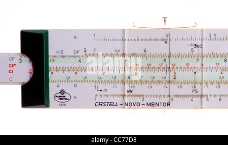 Helper di matematica, strumento regola slitta, scorrevole regola. Foto Stock