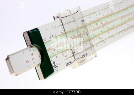 Helper di matematica, strumento regola slitta, scorrevole regola. Foto Stock