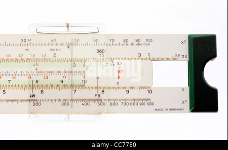 Helper di matematica, strumento regola slitta, scorrevole regola. Foto Stock