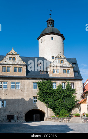 Cortile interno del castello Ranis, Ranis, Turingia, Germania, Europa Foto Stock