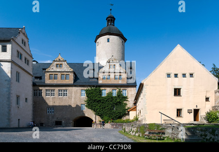 Cortile interno del castello Ranis, Ranis, Turingia, Germania, Europa Foto Stock