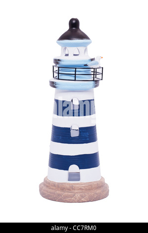 Un modello di faro su sfondo bianco Foto Stock