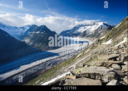 Ghiacciaio di aletsch dal breithorn, Vallese Svizzera Foto Stock