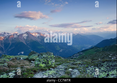 Tramonto da Bettmerhorn. Vallese, Svizzera Foto Stock