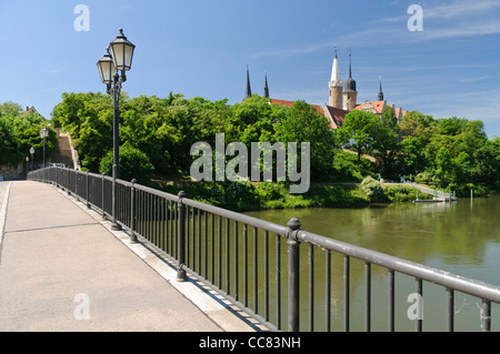 Quartiere duomo sopra il fiume Saale con la cattedrale e il castello, Merseburg, Sassonia-Anhalt, Germania, Europa Foto Stock