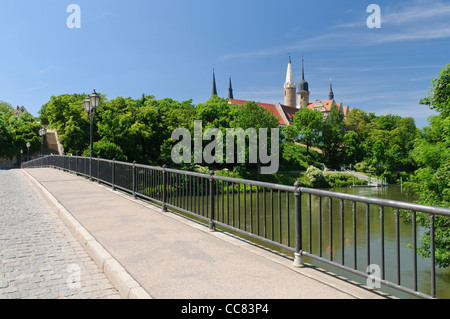 Quartiere duomo sopra il fiume Saale con la cattedrale e il castello, Merseburg, Sassonia-Anhalt, Germania, Europa Foto Stock