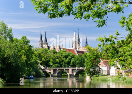 Quartiere duomo sopra il fiume Saale con la cattedrale e il castello, Merseburg, Sassonia-Anhalt, Germania, Europa Foto Stock