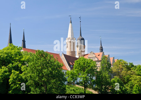 Quartiere duomo sopra il fiume Saale con la cattedrale e il castello, Merseburg, Sassonia-Anhalt, Germania, Europa Foto Stock