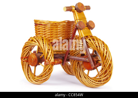 Bicicletta decorativo vaso su bianco Foto Stock