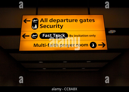Aeroporto del regno unito multi-fede sala di preghiera segno Foto Stock
