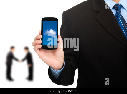 Il cloud computing su smart phone e business di successo Foto Stock