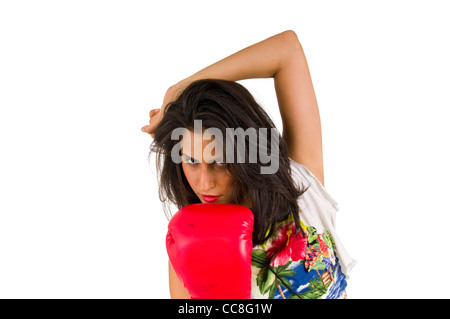 Potente calcio femminile boxer Foto Stock