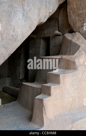 Machu Picchu, Perù. Dettaglio del mausoleo reale o tomba. Foto Stock