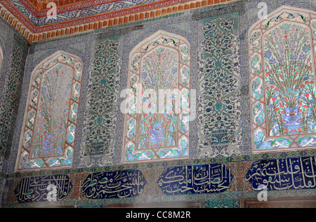 Pareti decorate nel palazzo di Topkapi Harem Twin Kiosk Camera di Stato all'Harem del Palazzo Topkapi interno delle camere di stato Foto Stock