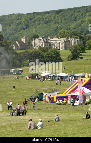 I visitatori godere il sole estivo presso il Parco Wiston Rally di vapore nel West Sussex. Foto Stock