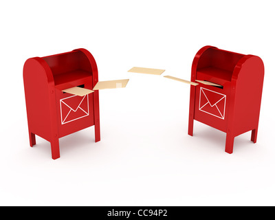 Metallo mailbox a colori su sfondo bianco. Computer immagine generata Foto Stock