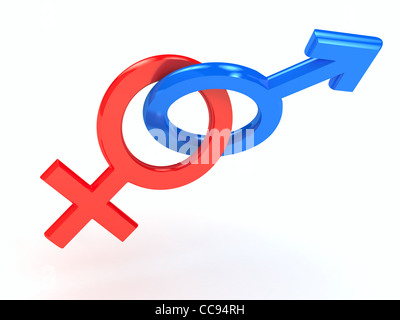 Simbolo di genere su sfondo bianco. Immagine 3D rappresentata Foto Stock