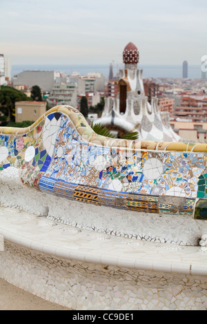 Vista su Barcellona dal Guell-Park Foto Stock