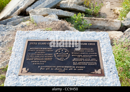 Monumento di Oyster Reef Progetto di restauro su Clam Creek a Jekyll Island, Georgia Foto Stock