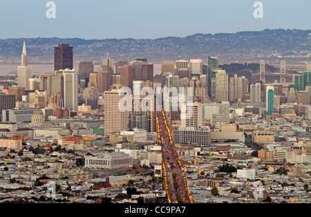 Vista da Twin Peaks di San Francisco, California, Stati Uniti d'America Foto Stock