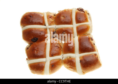 Hot cross panini isolata contro bianco Foto Stock